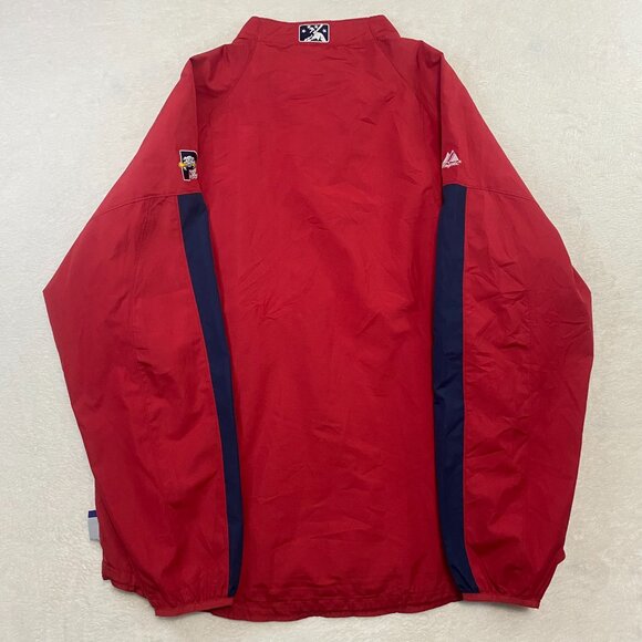 VTG Y2k Majestic Cool Base MILB Portland Sea Dogs Red Windbreaker Jacket XL - Picture 9 of 12